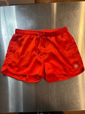 Men's Red Athletic Drawstring Running Shorts